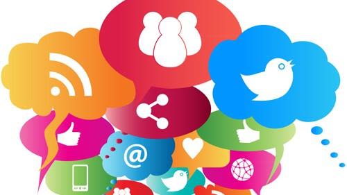 Icons for online social engagement grouped together