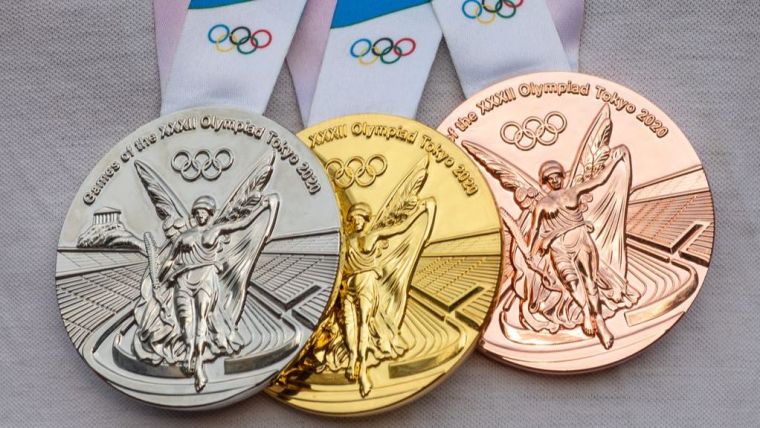 Bronze, silver and gold Olympic medals