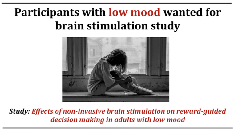 Effects of non-invasive brain stimulation on reward-guided decision making in adults with low mood